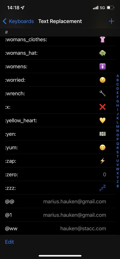 Set up Text Replacement shortcuts