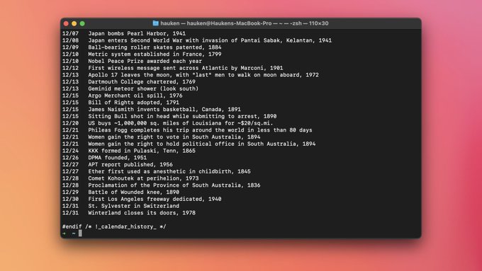 Historical Events Calendar on your macOS