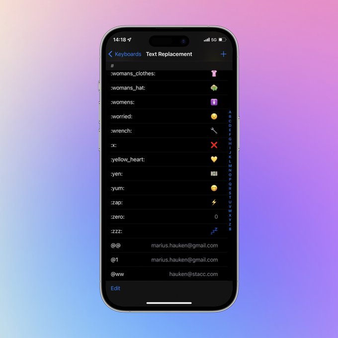 Set up Text Replacement shortcuts